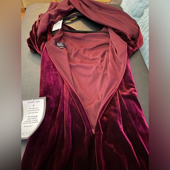 NWT Betsy & Adam Velvet Cape Midi Dress Burgundy Color Size 6 - Picture 8 of 12